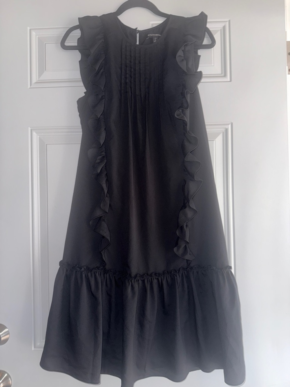 Banana Republic  Black Ruffle A-Line Dress with Pintuck Bodice